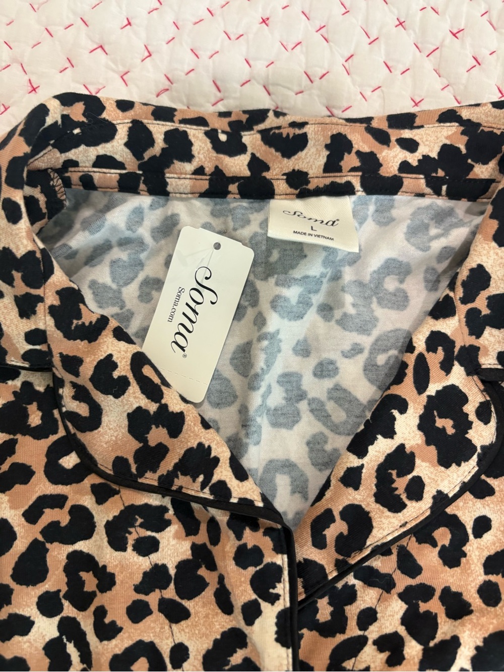 🐆🐆 NWT Women’s Soma Cool Nights Leopard Print Pajama Set - Tan & Black 💤💤 - Picture 6 of 8